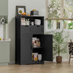 Iwell Storage Cabinet with Doors & Shelves, Kitchen Pantry Cabinet, Bathroom Cabinets for Living Room, Kitchen, Laundry, Black