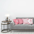 Ambesonne Retro Throw Pillow Cushion Case Pack of 4, Trellis Grid Medieval Floral Damask Mandala Flower Ornament in Modern Monochrome, Modern Accent Double-Sided Digital Printing, 18", Pastel Pink