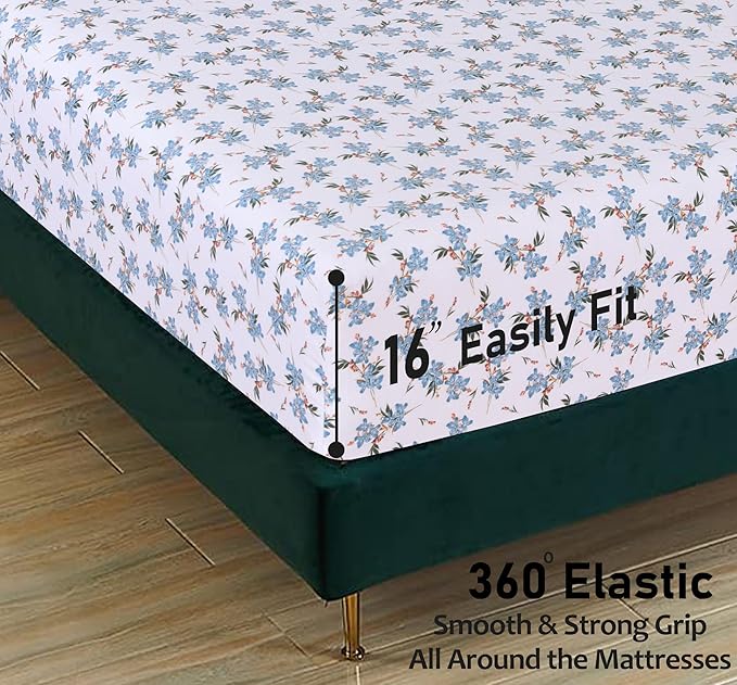 RUVANTI Flannel Sheets King Size - 100% Cotton Brushed King Size Sheets Set - Deep Pockets 16 Inches Bed Sheets - All Seasons Breathable & Extra Soft - Warm & Cozy, 4 Piece, Cloud Nine