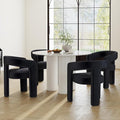 Modern Barrel Dining Chairs Set of 4, Velvet Upholstered Accent Side Chair with Arms Comfy Makeup Vanity Chairs, Dining Living Room Kitchen Chairs, Black