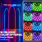 QZYL LED Lights for Bedroom, 50FT RGB LED Strip Lights with 44 Keys IR Remote, Smart LED Light Strip with Adhesive Backing Adjustable Brightness App Control for Bedroom Party Decoration