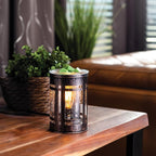 Candle Warmers Etc. Vintage Bulb Illumination Fragrance Warmer- Light-Up Warmer for Warming Scented Candle Wax Melts and Tarts to Freshen Room, Brown Mission