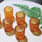 Woho 24pcs Amber Votive Candle Holders, Glass Tea Lights Candle Holder for Wedding Table Centerpiece, Vintage Tealight Candle Holder Decor for Anniversary, Bridal Shower Christmas Party