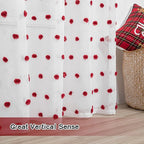 MYSKY HOME Short Curtains for Bedroom 54 Inches Long Merry Christmas Red Pom Pom White Sheer Curtains Kitchen Bathroom Nursery Boys Kids Room Rod Pocket 2 Pieces Small Window 52" x 54"