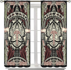 Viking Curtains Nordic Mythology Rune Weapon Antique Viking Pirate Crow Art Pattern Printed Curtains Bedroom Living Room Decoration Blackout Curtains W84 * L84 Inch