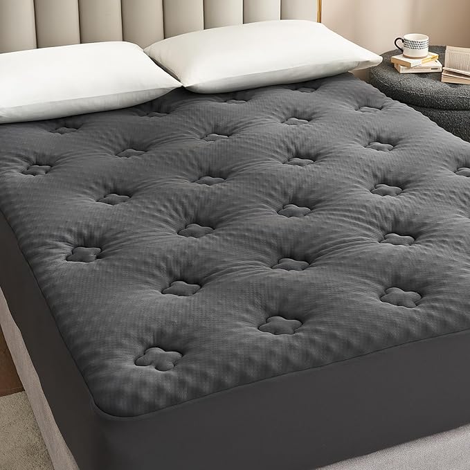 Hansleep California King Mattress Topper Viscose Derived from Bamboo, Memory Foam Pillow Top Mattress Topper Cal King with Deep Pocket, Mattress Pad for Back Pain Relief, 72" x 84", Charcoal