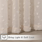 MYSKY HOME Pom Pom Beige Sheer Curtains for Bedroom Girls Room Curtains 84 Inches Long for Nursery Kids Light Filtering Boho Window Drapes, Rod Pocket, 52" Wide, 2 Panels