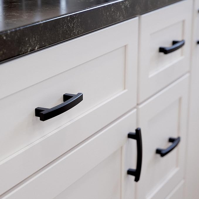 Franklin Brass Pierce (5-Pack) Cabinet Handles 3' Hole Center Matte Black Kitchen Drawer Pulls Dresser, Furniture Hardware P29519K-FB-B