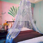 Eimilaly Lace Bed Canopy Mosquito Netting, Princess Bed Canopy for Girls Room Decor, Blue/Single Door
