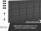 Decoro Mornington Upholstered 2.0 Platform Bed, Button-Tufted Fabric Headboard and Metal Frame with Wood Slat Support, Dark Grey, Queen