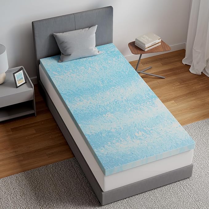 Novilla Memory Foam Mattress Topper Twin XL - 3 Inch Cooling Gel Infused Memory Foam | Slow-Rebound Pressure Relief | CertiPUR Certified | Comfort for Sleeper Sofa, RV, Camper, Dorm Room