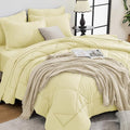 HEVUMYI Cream Yellow King Comforter Set - 7-Piece All Season Bed in a Bag King, Ultra Soft Bedding Set with Comforter, Flat Sheet, Fitted Sheet, Pillowcases, Pillow Shams