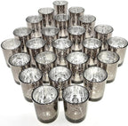 24 Pcs Black Votive Candle Holders, Speckled Mercury Black Glass Candle Holder Bulk for Wedding Centerpiece Table Decor, Tea Lights Candle Holder for Valentines Day Decor, Home Decor