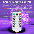 JMEXSUSS 2 Pack Christmas Fairy Lights Battery Operated, Total 200 LED 66ft Purple Christmas Lights with Remote, 8 Modes Twinkle String Lights Light for Halloween Tree Indoor Outdoor Decorations