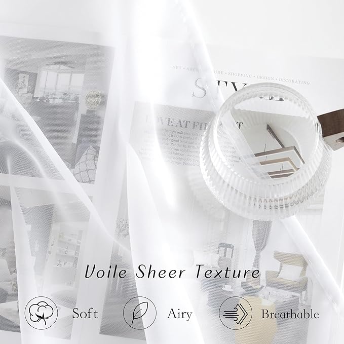 NICETOWN White Short Kitchen Curtains Over Sink 30 inches Long 2 Panels, Grommet Airy Cafe Curtains Cute & Elegant with Light Filtering Window Treatments for Nursery, W42 x L30