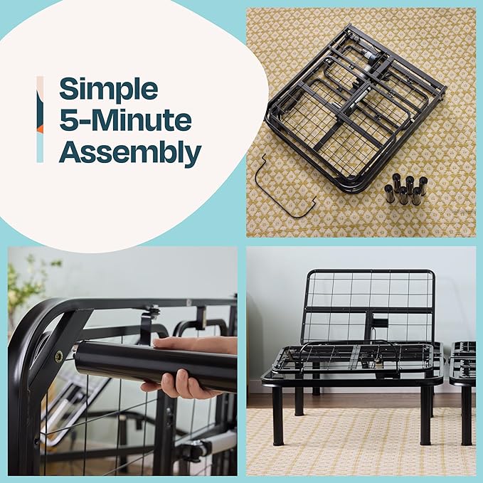 Linenspa Adjustable Bed Frame - Independent Head and Foot Incline - Powerful Quiet Motor - Easy Tool Free Assembly - Lounging - TV - Working - Reading - Ergonomic - Electric Bed Base - Twin XL Size