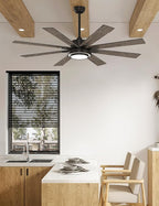 warmiplanet 62 Inch Indoor Ceiling Fans with Lights, 6 Speeds Slient Reversible DC Motor, 3 Color Dimmable LED Light, Timer, Black, 8 Blades
