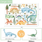 Yovkky Watercolor Dinosaur Nursery Wall Decals, Large Peel and Stick Dino Tropical Plant Stickers Cactus Palm Leaf Decor, Home Kitchen Decorations Boy Girl Kid Baby Toddler Bedroom Playroom Art Gift