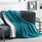Walensee Sherpa Fleece Blanket (Queen Size 90”x90” Teal) Plush Throw Fuzzy Super Soft Reversible Microfiber Flannel Blankets for Couch, Bed, Sofa Ultra Luxurious Warm and Cozy for All Seasons