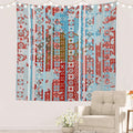 Batmerry Blue Grey Boho Garbage Tapestry, Red Wall Art Hanging Decoration Polyester Fiber White Ruffled Around for Dorm Room Bedroom Living Room, 59.1x59.1 inches