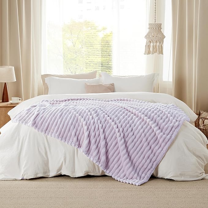 Bedsure GentleSoft Lavender Fog Twin Blanket for Bed - Cozy Soft Blankets for Women, Cute Large Throws for Girls, 66x90 Inches