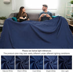 PHF 100% Cotton Waffle Weave Family Blanket,Oversized King Size 120"x 120"-Pre-Washed Snag Proof Lightweight Breathable, 10'x 10' Huge Extra Large Big,Home Decoration Gift-Navy Blue/Bright Blue