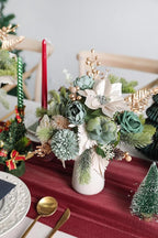 Christmas Artificial Flowers Greenery Combo Box Set Silk Flowers Fake Rose for DIY Christmas Red Theme Decoration Tree Ornaments, Xmas Wreath Floral Arrangements Party