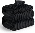 Bedsure GentleSoft Blankets Queen Size for Bed - Cozy Soft Blankets for Women, Cute Large Fleece Throws for Girls, Black, 90x90 Inches