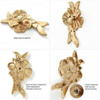Flower Cabinet Pulls Handle Knob Drawer for Kitchen Dresser Wardrobe Bathroom and Cupboard 2 1/2 Hole to Hole Hardware Knob Easy Installation Pack of 4 Champagne Bronze with Backplate