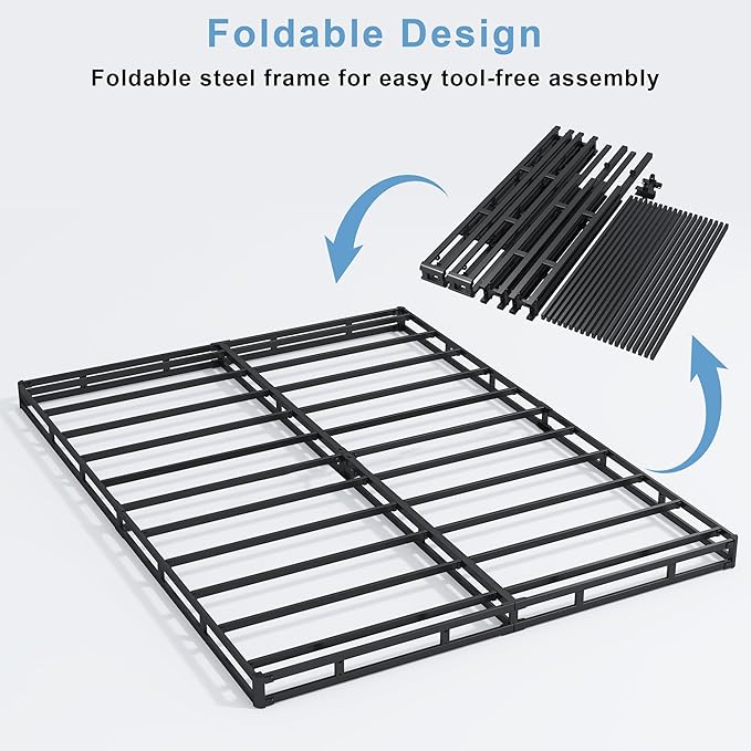 Low Profile Box Spring King Size,3 Inch Box Spring for King Bed,Heavy Duty Mattress Foundation,Metal Bed Base/Noise Free/Non-Slip/Easy Assembly