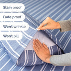King 6 Piece Sheet Set - Comfy Breathable & Cooling - Soft Hotel Luxury Bedding Set with 8-16 Inch Deep Pockets - 1 Flat & 1 Fitted Sheet & 4 Pillowcases - Wrinkle Free & Easy Care - Blue Stripes 3