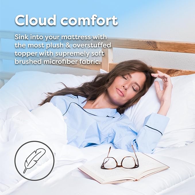 HOSPITOLOGY PRODUCTS Hypoallergenic Mattress Cover- Overstuffed - Deep Pocket - Goose Down Alternative Pillow Top Mattress Topper King - 78" W x 80" L