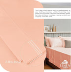 Linen Home 100% Cotton Percale Sheets Twin XL Size, Tropical Peach, Deep Pocket, 3 Pieces Set - 1 Flat, 1 Deep Pocket Fitted Sheet and 1 Pillowcase, Crisp Cool and Strong Bed Linen