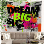Batmerry Aim High Reach For Stars Tapestry, Be Ambitious Believe In Yourself Wall Art Hanging Decoration Polyester Fiber White Ruffled Around for Dorm Room Bedroom Living Room, 39.1x59.1 inches