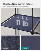SONGMICS Portable Closet, Wardrobe Closet Organizer with Cover, 4 Hanging Rods and Shelves, 4 Side Pockets, 66.9 x 17.7 x 65.7 Inches, Large Capacity for Bedroom, Living Room, Dark Blue URYG094I02