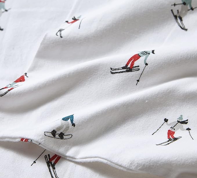 Eddie Bauer - Flannel Sheets Full Size, Anti-Pilling & Wrinkle Resistant Cotton, Touchably Soft for All-Season Comfort - Bed Sheets with Matching Pillowcases & Fitted Sheet (Ski Slope White)