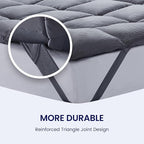 SLEEP ZONE Cooling Mattress Topper King Size Quilted Fitted Mattress Pad Cover, Soft Fluffy Down Alternative Pillow Top Bed Topper Deep Pocket 8-21 Inch (Grey, King)