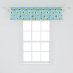 Ambesonne Cartoon Window Valance, Summer Style Funny Demonstration of Happy Flying Characters and Hexagon Comb, Curtain Valance for Kitchen Bedroom Decor with Rod Pocket, 42" x 12", Sky Blue Mustard