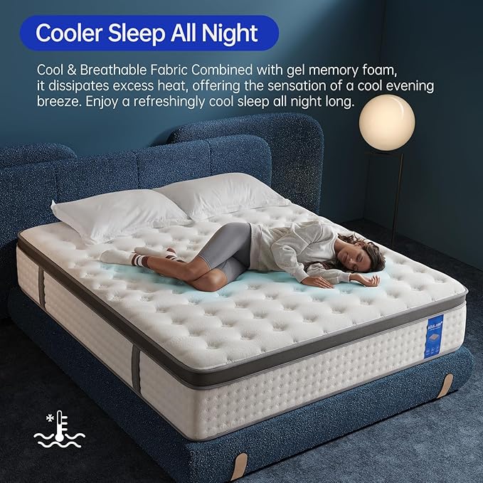 Twin Size Mattress,10 Inch Twin Mattress in a Box,Superior Hybrid with Gel Memory Foam or Back & Lumbar Support,100 Night Trial,Soft,Pressure Relief,Zoned Support Spring, Medium Firm
