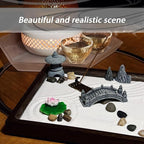 SRAYW Zen Garden Kit for Desk Decor. 11x7.5'' Beautiful Japanese Mini Zen Garden Meditation Gifts Set for Home,Office Desk＆Meditation Room.6 Tools ＆ 18 Accessories. Zen Sand Tray Therapy