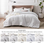 Bedsure Oversized King Comforter Set - Grayish White Soft Bedding for All Seasons, Cationic Dyed Bed Set, 3 Pieces, 1 Oversized King Size Comforter (120"x98") and 2 Pillow Shams (20"x36"+2")