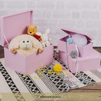 Large Pink Wooden Box Storage with Hinged Lid | 15.8 x 11.8 x 9.44 inches (+-0.5) | Gift Box Storage Document | Wood Keepsake Chest Product NOT Intended for 15 Years OR Below