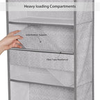 Univivi 6-Shelf Over Door Hanging Organizer Fabric Baby Door Storage with 5 Large Pockets and 3 Small PVC Pockets Wall Mount Hanging Storage Organizers for Baby Essential (Grey Pattern)