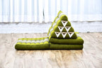 Leewadee - Comfortable Japanese Floor Mattress - Thai Floor Bed with Triangle Cushion - Futon Mattress - Thai Massage Mat, 67 x 21 inches, Green, Kapok Filling