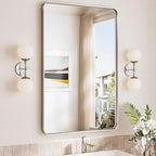 TokeShimi 24x36 Brushed Nickel Bathroom Mirror,Wall Mirror for Bathroom with Tempered Glass,Nickel Bathroom Vanity Mirror for Over Sink,Aluminum Framed Mirror(Horizontal/Vertical)