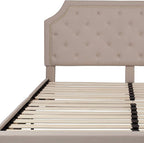 Flash Furniture Brighton Fabric Arched Tufted Upholstered King Size Platform Bed, Modern Low-Profile King Bed Frame with Headboard, Beige