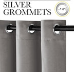 NICETOWN Room Darkening Cafe Satin Curtains for Small Windows, 42" Wide by 84" Long, 2 Panels, Chrome Gray, Grommet Privacy Blackout Drapes for Play Room