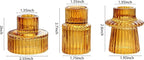Vixdonos Taper Glass Candlestick Holders Tealight Candle Holders for Table Centerpieces, Wedding Decor and Dinner Party (6 Pcs, Amber)