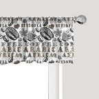 Ambesonne Modern Window Valance, Coffee Beans with Ornamental Words Ethiopians Pattern, Curtain Valance for Kitchen Bedroom Decor with Rod Pocket, 54" X 18", Sand Brown Black