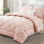 CozyLux Full Size Comforter Sets Blush Pink - 7 Pieces Bed in a Bag Full, Luxury Soft Bed Set for All Seasons, Bedding Set with Down Alternative Comforter, Sheets, Pillowcases & Shams